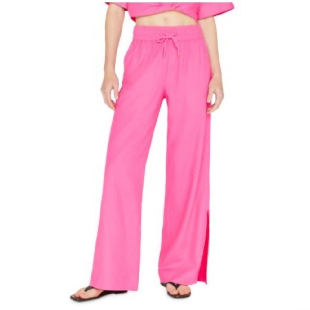 Frame Denim Pink Wide-Leg Slit Pants